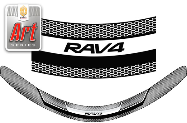 Дефлектор капота Серия "Art" серебро Toyota Rav4  2013–2015 СА Пластик