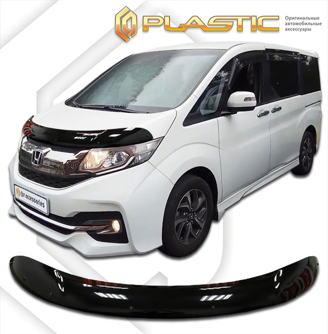 Дефлектор капота Classic черный Honda StepWagon  2015-2017 СА Пластик
