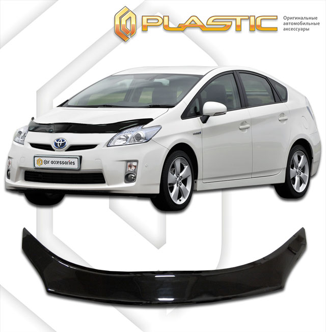 Дефлектор капота (exclusive) Classic черный Toyota Prius  2009–2016 СА Пластик