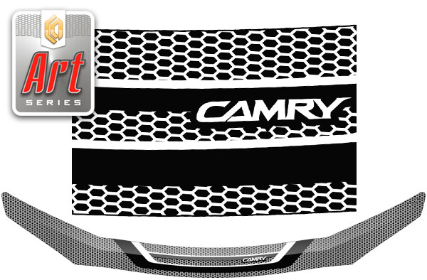 Дефлектор капота Серия "Art" серебро Toyota Camry  2004-2006 СА Пластик