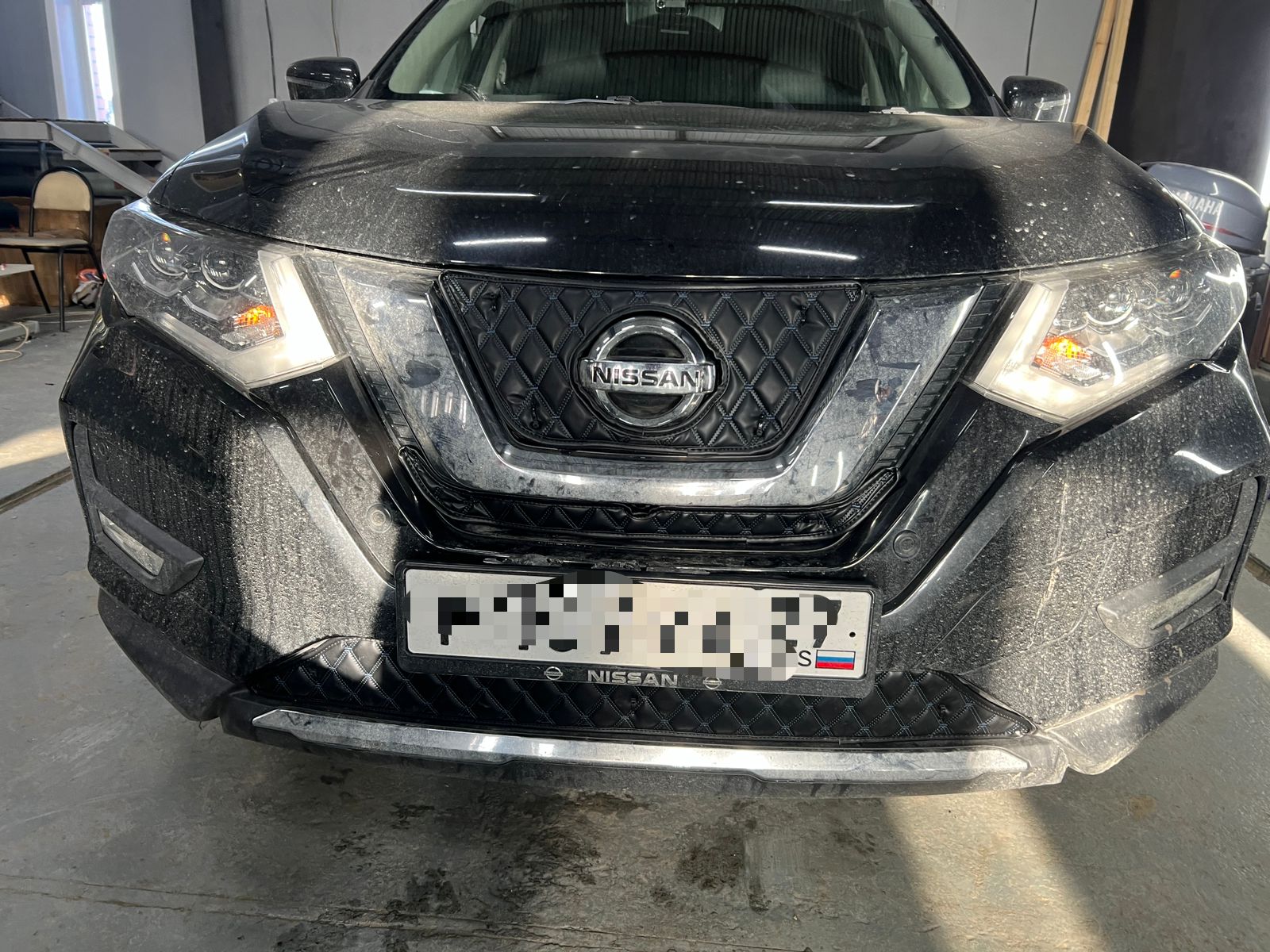 Утеплитель радиатора кожаный из 3х частей Nissan X-trail T 32 2017 - 2022 Рестайлинг