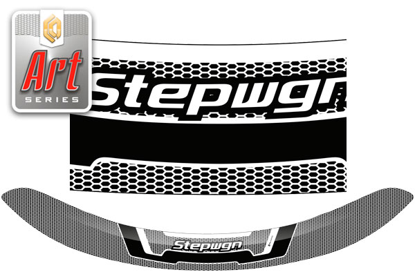 Дефлектор капота Серия "Art" серебро Honda StepWagon  2015-2017 СА Пластик