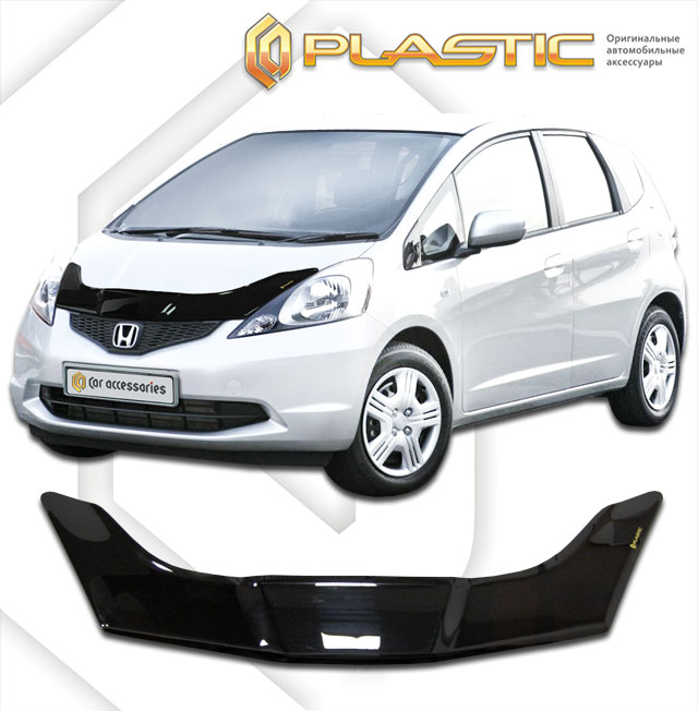 Дефлектор капота Classic черный Honda Fit  2008-2013 СА Пластик