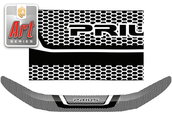 Дефлектор капота Серия "Art" серебро Toyota Prius  2015–н.в. СА Пластик