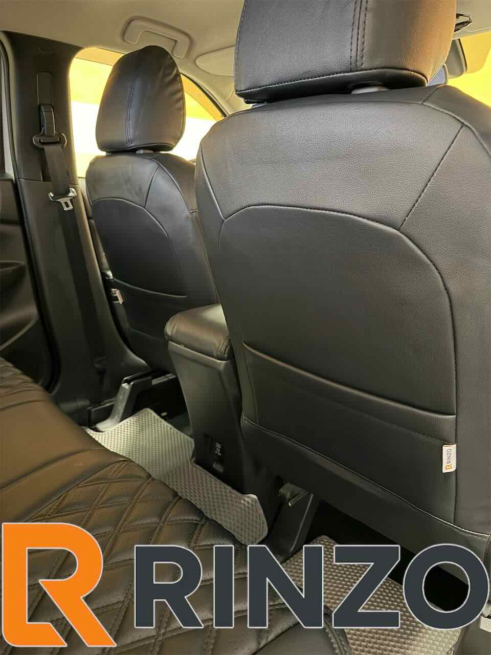 Чехлы Rinzo кожа PVC Mitsubishi Eclipse Cross 2020-  Рестайлинг (2 ряда) модель Grid (черный) (ромб)