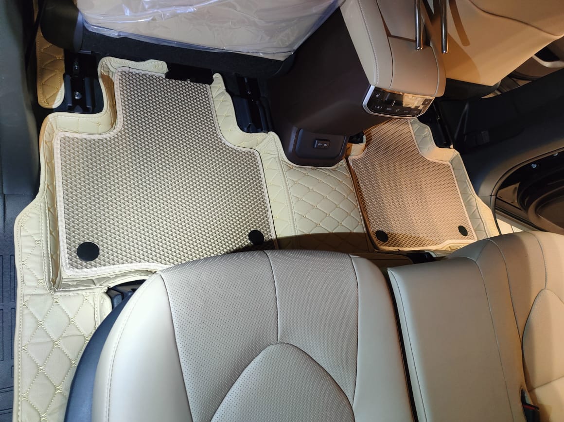 Кожаные коврики в салон 3D Toyota Highlander (XU70) 2019 -  н.в. 7 мест 3 ряда НЕ гибрид