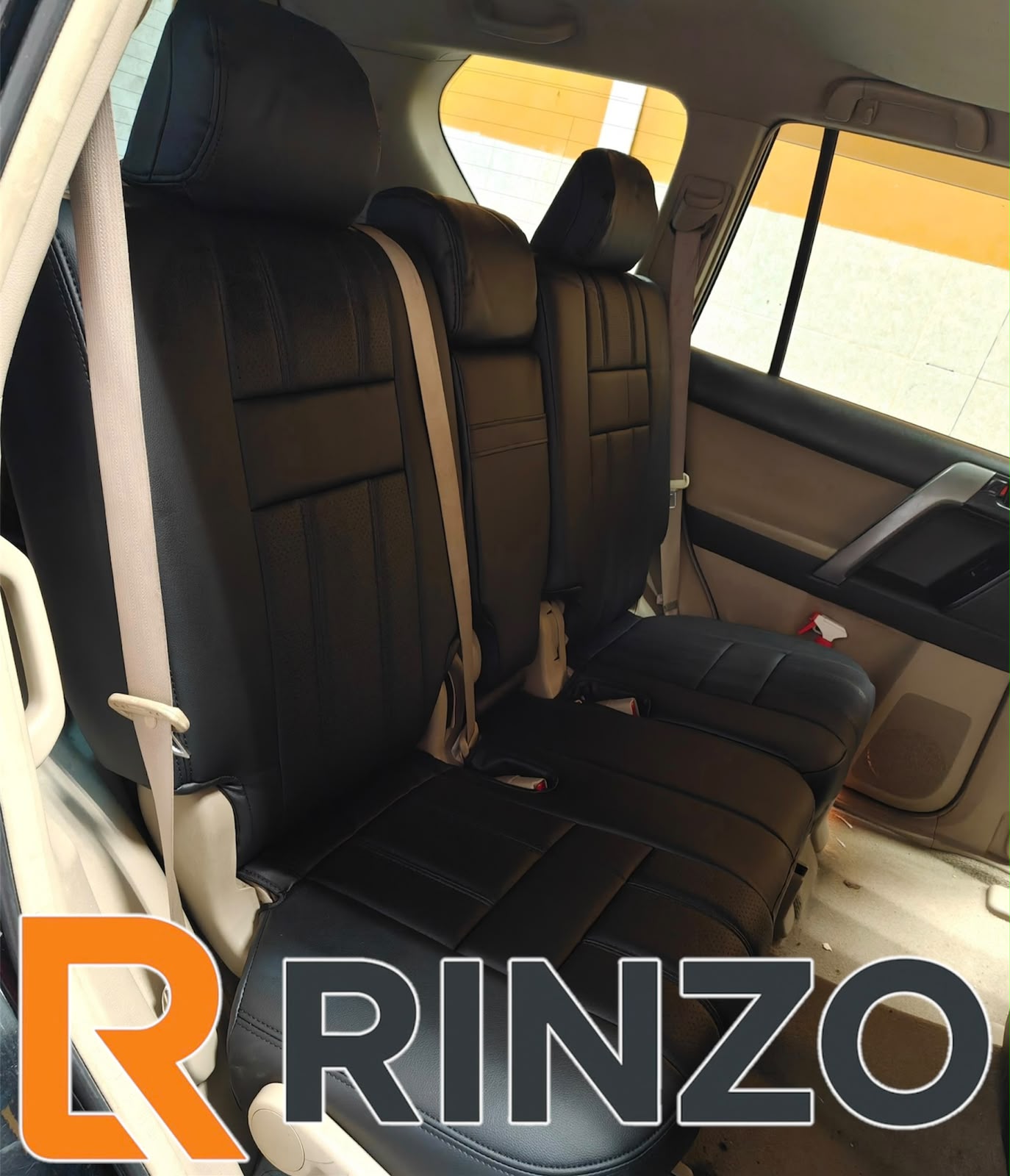 Чехлы Rinzo кожа PVC Toyota Land Cruiser Prado 150 2009-2021/ 7 мест/ правый руль (черный) (мал слева) Vector