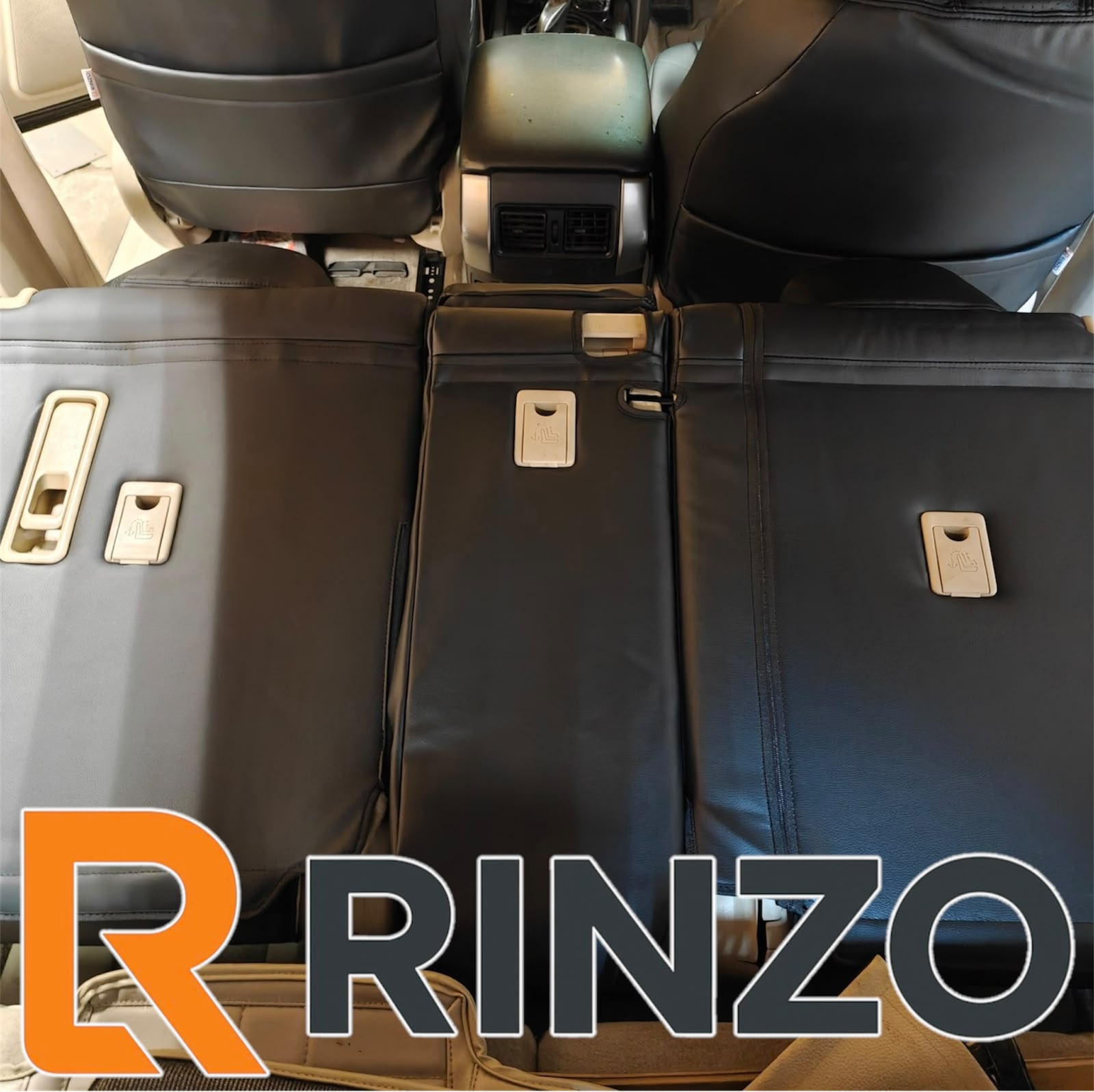 Чехлы Rinzo кожа PVC Toyota Land Cruiser Prado 150 2009-2021/ 7 мест/ правый руль (черный) (мал слева) Vector