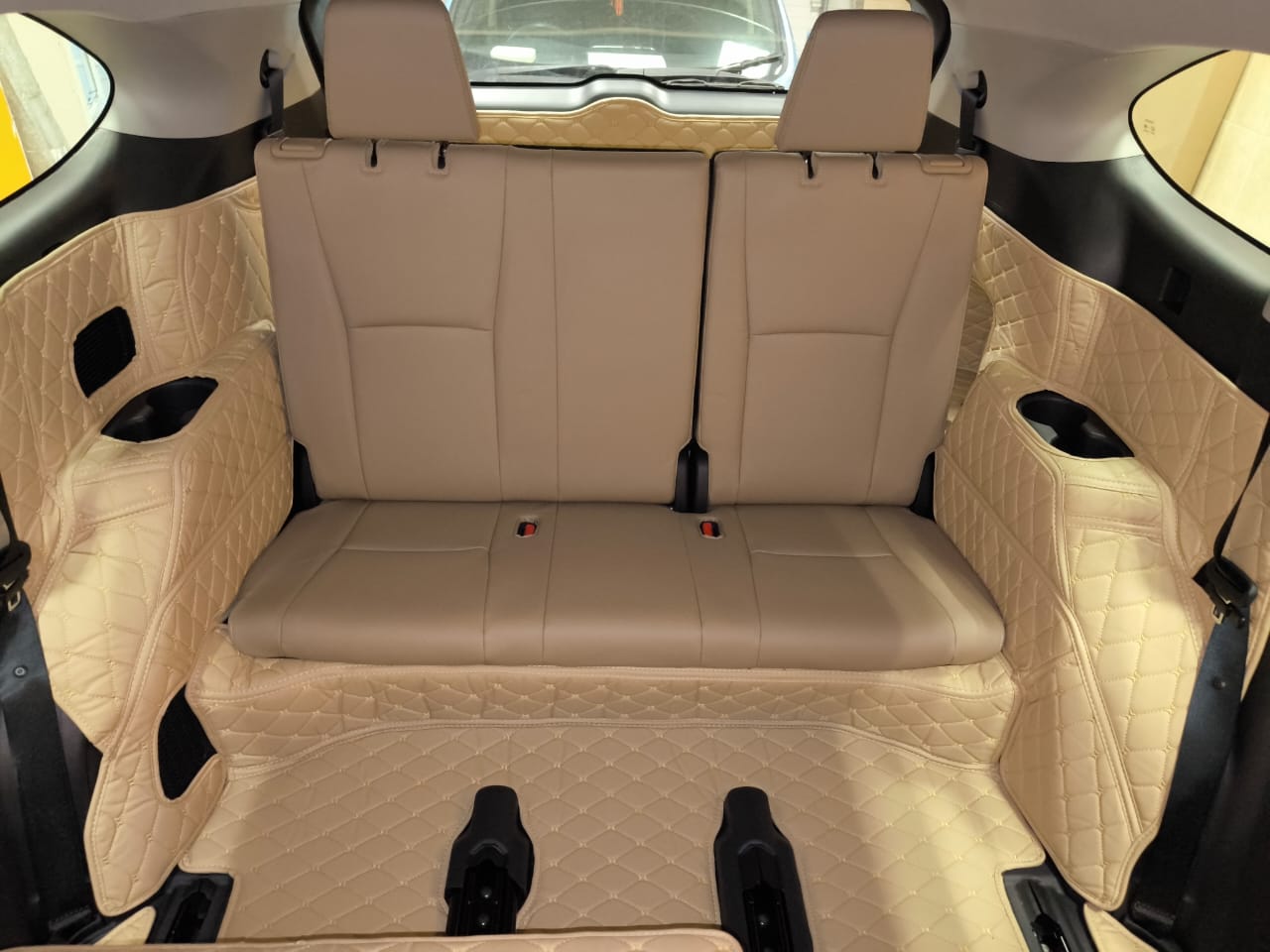 Кожаные коврики в салон 3D Toyota Highlander (XU70) 2019 -  н.в. 7 мест 3 ряда НЕ гибрид