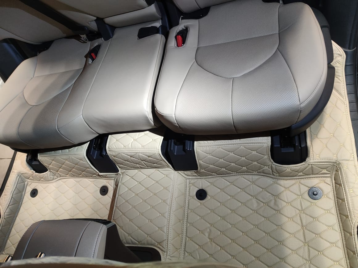 Кожаные коврики в салон 3D Toyota Highlander (XU70) 2019 -  н.в. 7 мест 3 ряда НЕ гибрид