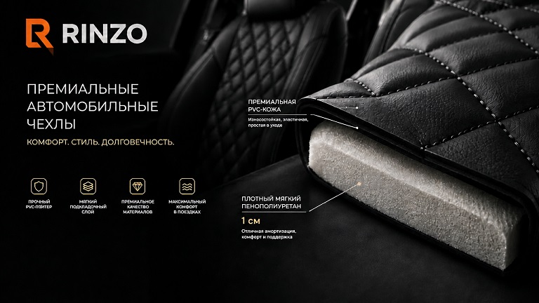 Чехлы Rinzo кожа PVC Toyota Tank / Roomy; Daihatsu Thor; Subaru Justy 2020-н.в. Без подл. (черный) Vector