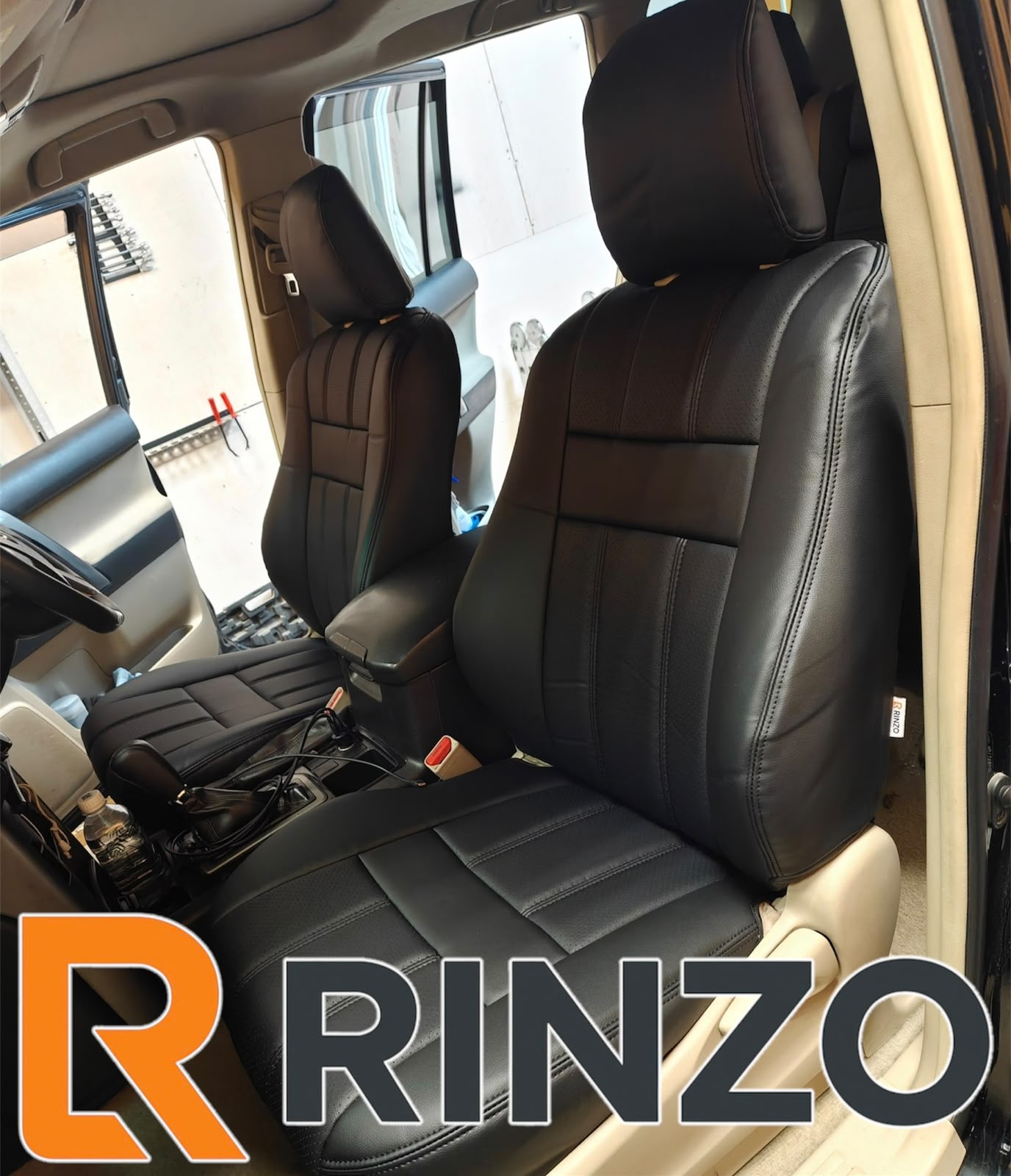 Чехлы Rinzo кожа PVC Toyota Land Cruiser Prado 150 2009-2021/ 7 мест/ правый руль (черный) (мал слева) Vector