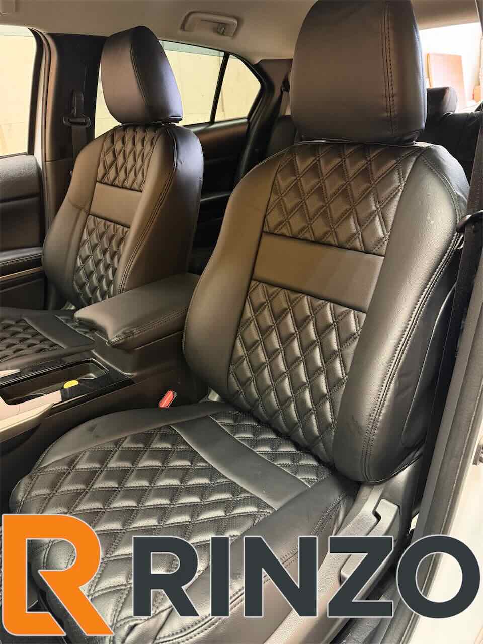 Чехлы Rinzo кожа PVC Mitsubishi Eclipse Cross 2020-  Рестайлинг (2 ряда) модель Grid (черный) (ромб)